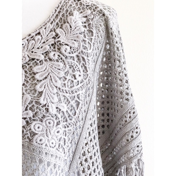 🎉HP🎉Boho Lace Up Tassel Fringe Poncho - Picture 8 of 8